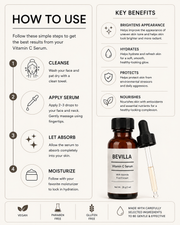 Bevilla Vitamin C Serum for Face – Brightening & Hydrating Facial Serum 1 fl oz