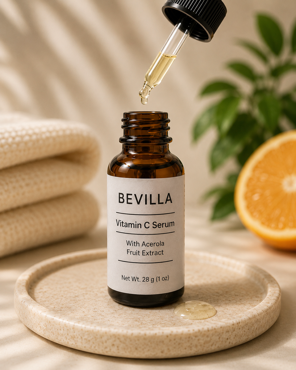 Bevilla Vitamin C Serum for Face – Brightening & Hydrating Facial Serum 1 fl oz