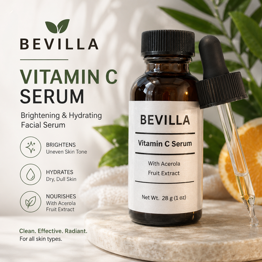 Bevilla Vitamin C Serum for Face – Brightening & Hydrating Facial Serum 1 fl oz